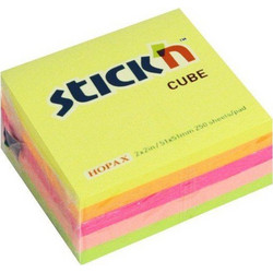 Stick'N - Αυτοκόλλητα Χαρτάκια Mini Χρωματιστά Neon 51x51mm 250 Φύλλα 21203