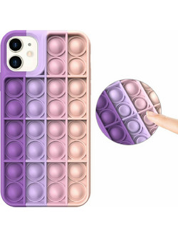 iPhone 12 Pro Max - Fidget Multicolour Soft Silicone Cover with Pop it (oem) purple