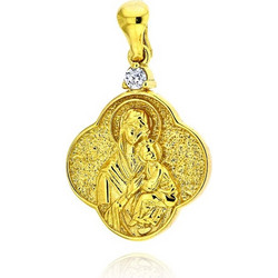 Μενταγιόν Παναγίτσα Anastasios Creations από Ασήμι 925 με Πέτρα Ζιργκόν 039088