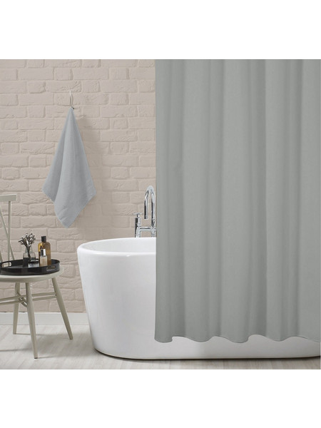 MC DECOR ΚΟΥΡΤΙΝΑ ΕΤΟΙΜΗ ΡΑΜΜΕΝΗ ΜΠΑΝΙΟΥ 180X200 CM - CLASSIC ΓΚΡΙ - MC DECOR MCL.KM.1