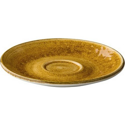 Πιατάκι πορσελάνης 13cm για φλυτζάνι 80cc Σειρά Jersey μουσταρδί Q AUTHENTIC Σετ 6 c419137