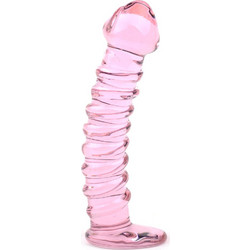 Pink Color Textured Glass Dildo
