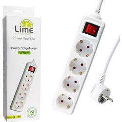LIME ΠΟΛΥΠΡΙΖΟ 4 ΣΟΥΚΟ LS-415W ΜΕ ΔΙΑΚΟΠΤΗ-ΠΑΙΔΙΚΗ ΠΡΟΣΤΑΣΙΑ (3x1.5mm2) 1.5m ΑΣΠΡΟ