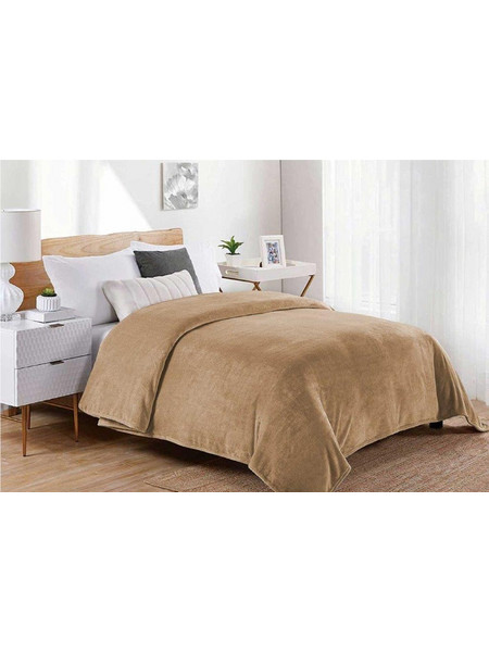 Κουβέρτα Coral Fleece Polyester Μονή 160x220εκ. Μονόχρωμη 02 Beige DIMcol - DimCol - 1433125688600280