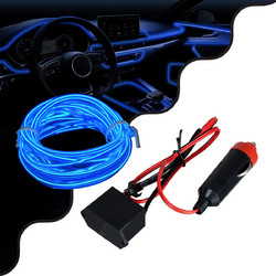 GloboStar(R) 82205 TUBE 360 Degree Διακοσμητική EL-Wire Neon Αυτοκινήτου Κορδόνι ΣΕΤ 3m 1W/3m 30lm/m 360 DC 12V με Βύσμα Αναπτήρα Αυτοκινήτου Αδιάβροχη IP68 Μπλε