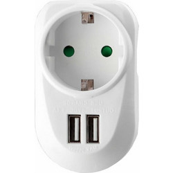 Μονή εξωτερική πρίζα ρεύματος με 2 θύρες USB IQ