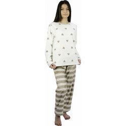 Galaxy Hearts Παιδική Πιτζάμα Fleece Χειμωνιάτικη Μπεζ 128-21-020