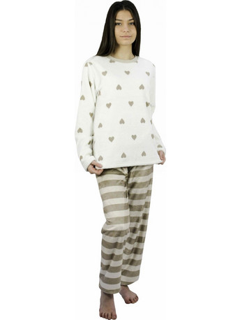 Galaxy Hearts Παιδική Πιτζάμα Fleece Χειμωνιάτικη Μπεζ 128-21-020