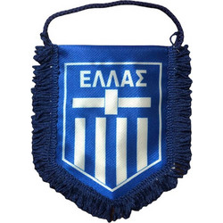 Λάβαρο Mini σατέν με κρόσσια ΕΛΛΑΣ μπλε 14x12cm