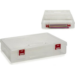 Διάφανο πλαστικό κουτί αποθήκευσης με κούμπωμα, 29x20x7 cm Κόκκινο - Aria Trade
