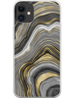 Θήκη Agate Stone - Gold Veined iPhone 11 Flexible TPU (Διάφανη Σιλικόνη)