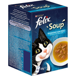 Purina Felix Soup Fish Selection with Cod, Tuna & Sole Fish in Broth 6x48gr