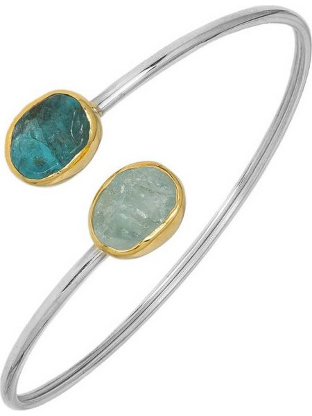 Δίχρωμη γυναικεία χειροπέδα 925 Aqua Marine and Apatite 041990 041990 Ασήμι