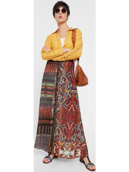 Desigual Egina Μακριά Φούστα Υφασμάτινη Ψηλόμεση Κλος 20SWFW17