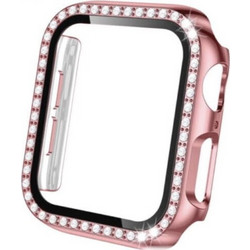 2-In-1 Diamonds Case Pink + Tempered Glass Apple Watch 42mm