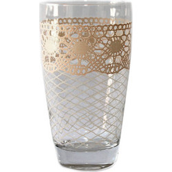 Marva Ποτήρι Νερού Γυάλινο Macrame Μπεζ 400ml M67820