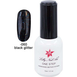 Lilly Nail Art One Step Black Glitter Ημιμόνιμο Βερνίκι Νυχιών 15ml