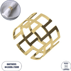 GloboStar(R) MENU 35007 Δαχτυλίδι Πετσέτας Μεταλλικό Χρυσό Φ4.5 x Υ3cm