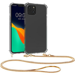 KWmobile TPU Back Cover με Λουράκι Λαιμού Transparent / Gold (iPhone 14 Plus)