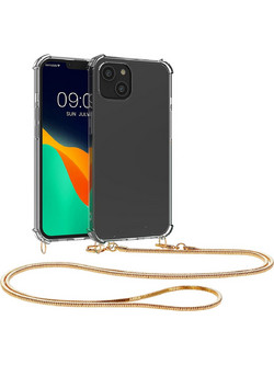 KWmobile TPU Back Cover με Λουράκι Λαιμού Transparent / Gold (iPhone 14 Plus)