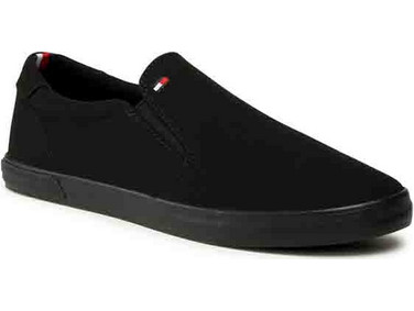 Tommy Hilfiger Πάνινα Ανδρικά Slip-On Triple Black FM0FM00597-0GK - Black