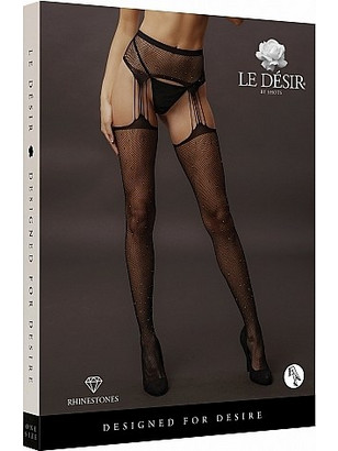 Ζαρτιέρες Suspender Rhinestone Pantyhose - Μαύρες