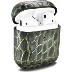 Θήκη Airpods iCarer Leather Crocodile natural leather green