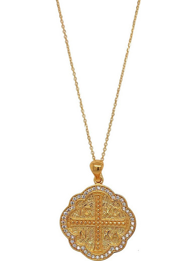 Κολιέ Anastasios Creations χρυσό ασήμι 925 Κωνσταντινάτο με ζιργκόν 45cm FM724