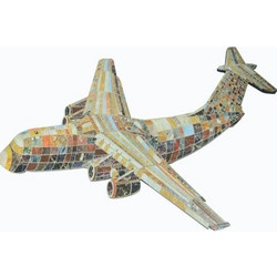 Spacegreen Πίνακας Vintage Airplane Ξύλινος 307x125 εκ