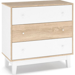 Συρταριέρα Awell pakoworld 3ων συρταριών sonoma-λευκό 90x44x88,5εκ