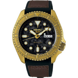 Seiko 5 Sports Ανδρικό Ρολόι Αυτόματο με Καφέ Καουτσούκ Λουράκι SRPE80K1