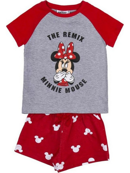 Kαλοκαιρινή παιδική πιτζάμα Minnie Mouse Κόκκινο Γκρι