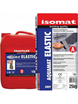 Isomat Aquamat Elastic Ελαστομερές Επαλειφόμενο Στεγανωτικό Τσιμεντοειδές Κονίαμα Ταράτσας & Δεξαμενής Γκρι 35kg