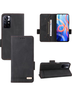 Για Xiaomi Redmi Note 11S / Poco M4 Pro 5G Μαγνητικό κούμπωμα Flip δερμάτινη θήκη τηλεφώνου (Μαύρο) (OEM)