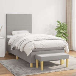 vidaXL Κρεβάτι Boxspring Υφασμάτινο με Στρώμα Ανοιχτό Γκρι 80x200cm 3136949