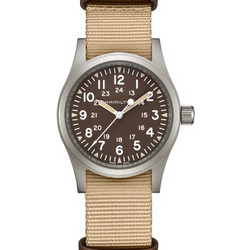 Hamilton Khaki Field Ανδρικό Ρολόι Αυτόματο με Μπεζ Υφασμάτινο Λουράκι H69439901