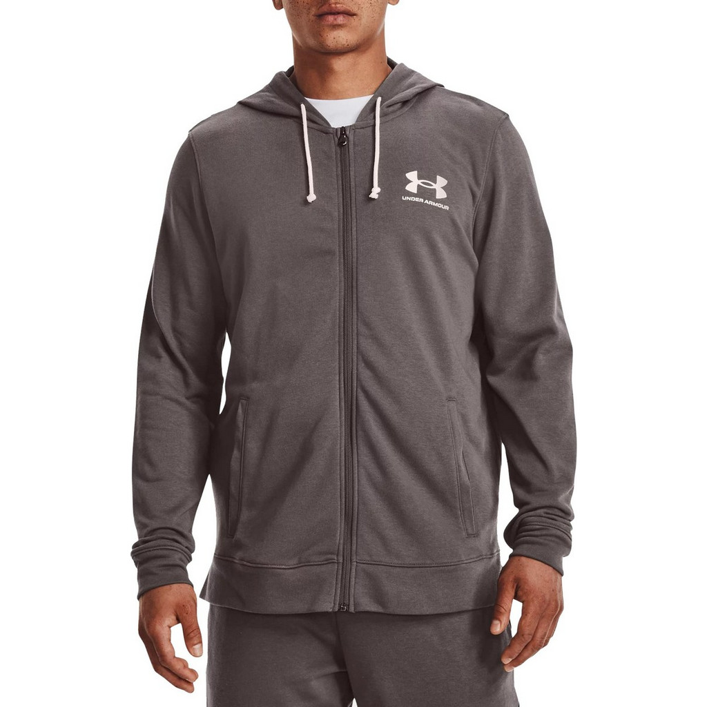 Under Armour Rival Terry Ανδρική Ζακέτα Φούτερ με Κουκούλα και Φερμουάρ Γκρι 1370409-176 | BestPrice.gr