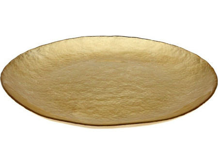 Cryspo Trio Πιάτο Ρηχό Γυάλινο Kronos Oro 28cm