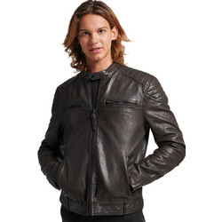Superdry D2 Heritage Moto Racer Ανδρικό Μπουφάν Δερμάτινο Μαύρο M5011436A