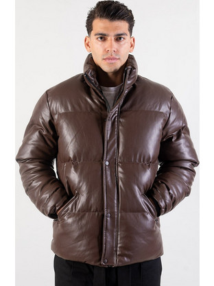 Puffer Eco Leather Peak A Side Καφέ