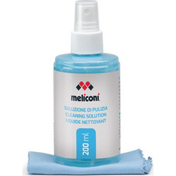 Υγρό καθαρισμού MELICONI C-200 CLOTH 200ml και πανί με μικροΐνες για αφαίρεση αποτυπωμάτων & σκόνης - 070-0264