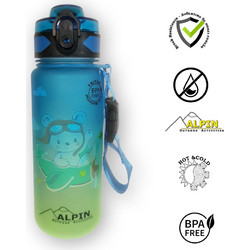 Alpin Outdoor Plane Bear Παιδικό Μπουκάλι Πλαστικό BPA Free Μπλε Πράσινο 500ml