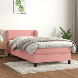 vidaXL Κρεβάτι Boxspring με Στρώμα 100x200 εκ. Βελούδινο Ροζ 3127360