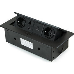 ΠΡΙΖΑ ΡΕΥΜΑΤΟΣ ΓΡΑΦΕΙΟΥ EMUCA ATOM 26 5039914 ME 2 ΣΟΥΚΟ, 1 USB, 1 HDMI, 1 USB-C & 1 RJ45 ΜΑΥΡΗ