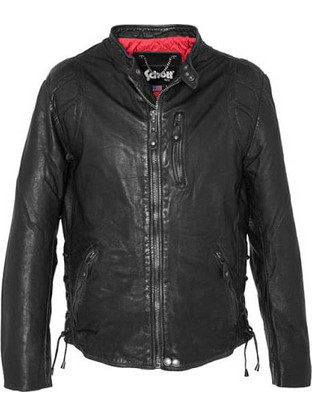 Schott Ανδρικό Μπουφάν Δερμάτινο Μαύρο LC5402