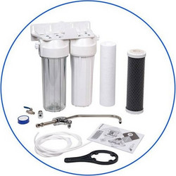Aqua Filter FP2-W-K1 Διπλό Φίλτρο Νερού Κάτω Πάγκου 1/2" με Βρυσάκι