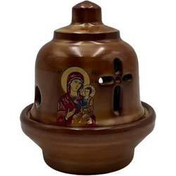 Καντήλι Φαναράκι Θεομήτωρ Κεραμικό 11.50x13,50cm Καφέ