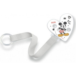 Κορδέλα Πιπίλας Disney Mickey 10751448 White-Grey Nuk Πλαστικό, Ύφασμα
