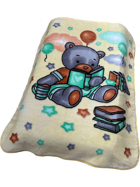 Dimcol Studying Bear 39 Κουβέρτα Κούνιας Βελουτέ 110x140 Μπεζ