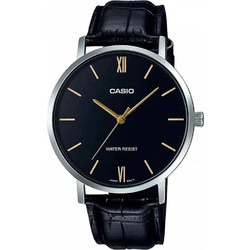 Casio Ανδρικό Ρολόι με Μαύρο Δερμάτινο Λουράκι MTP-VT01L-1B